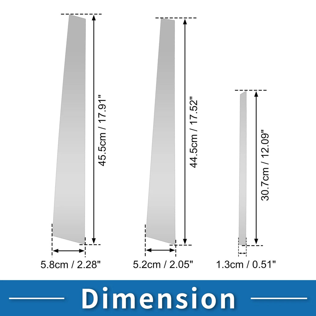 Set of 6 Door Pillar Window Trim for Mitsubishi Lancer (2002–2007) Silver Tone