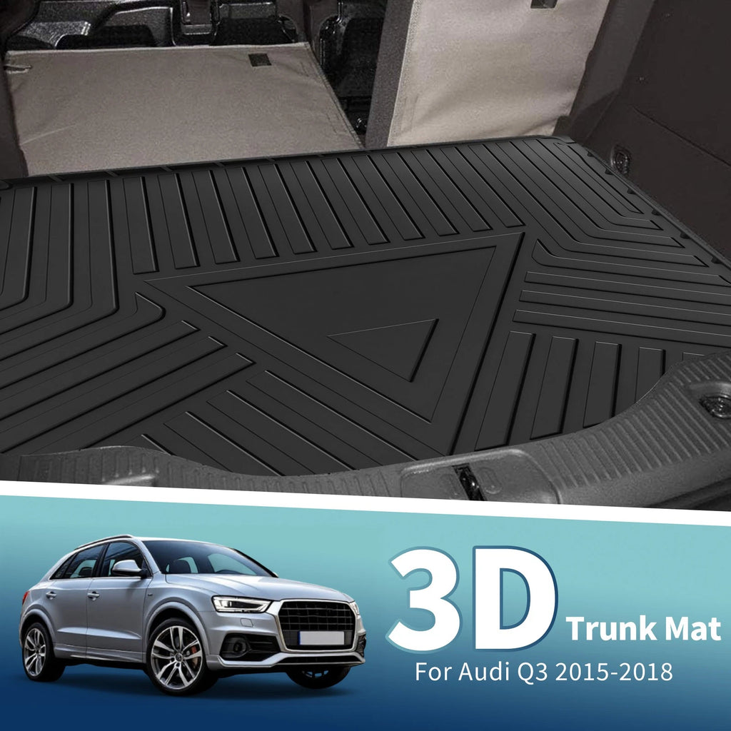 Flat Face Cargo Liner Rear Trunk Mat for Audi Q3 (2015–2018) TPE 1 Pc