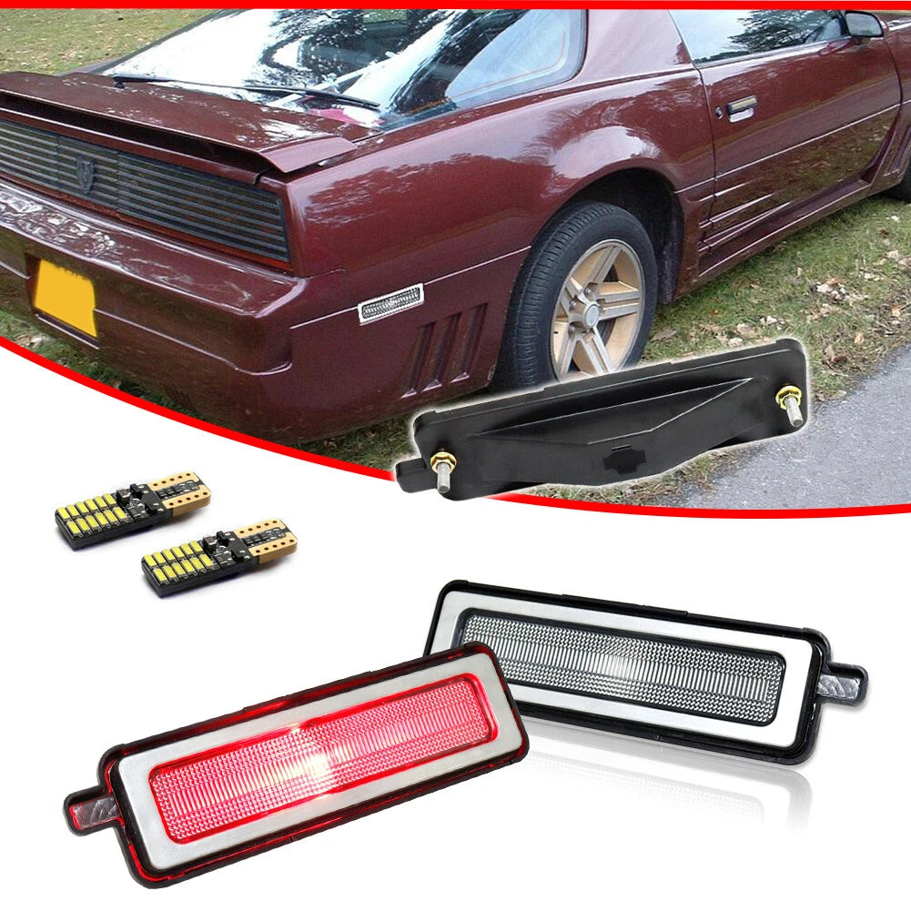 Clear Lens Side Marker Lights with Red LED Bulbs for Pontiac Firebird (1982–1992)