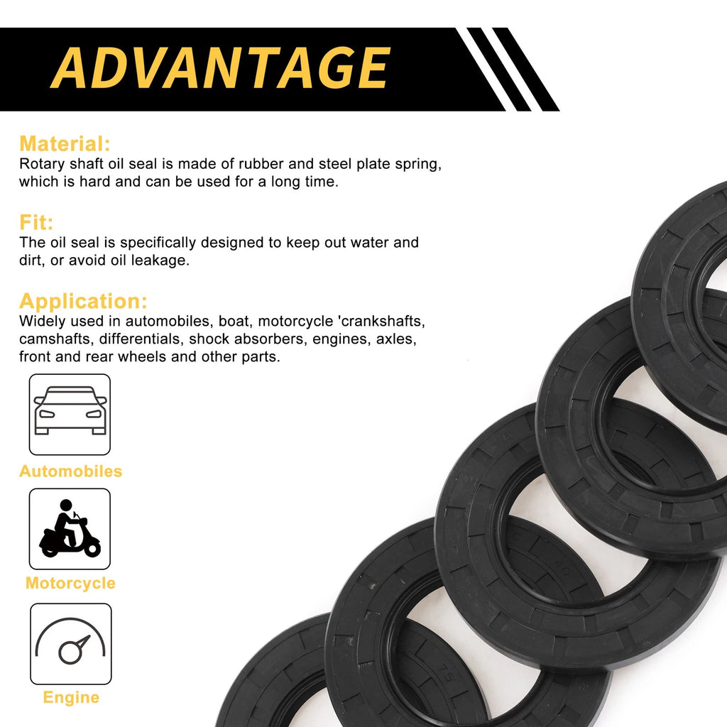 Set of 5 Oil Seal Rotary Shaft Seal NBR Rubber 40x75x8mm