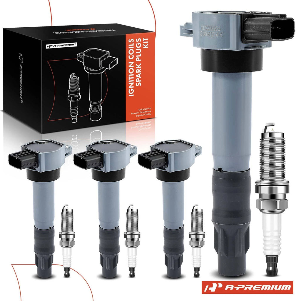 Set of 4 Ignition Coils & Iridium Spark Plugs for Mitsubishi Outlander Lancer