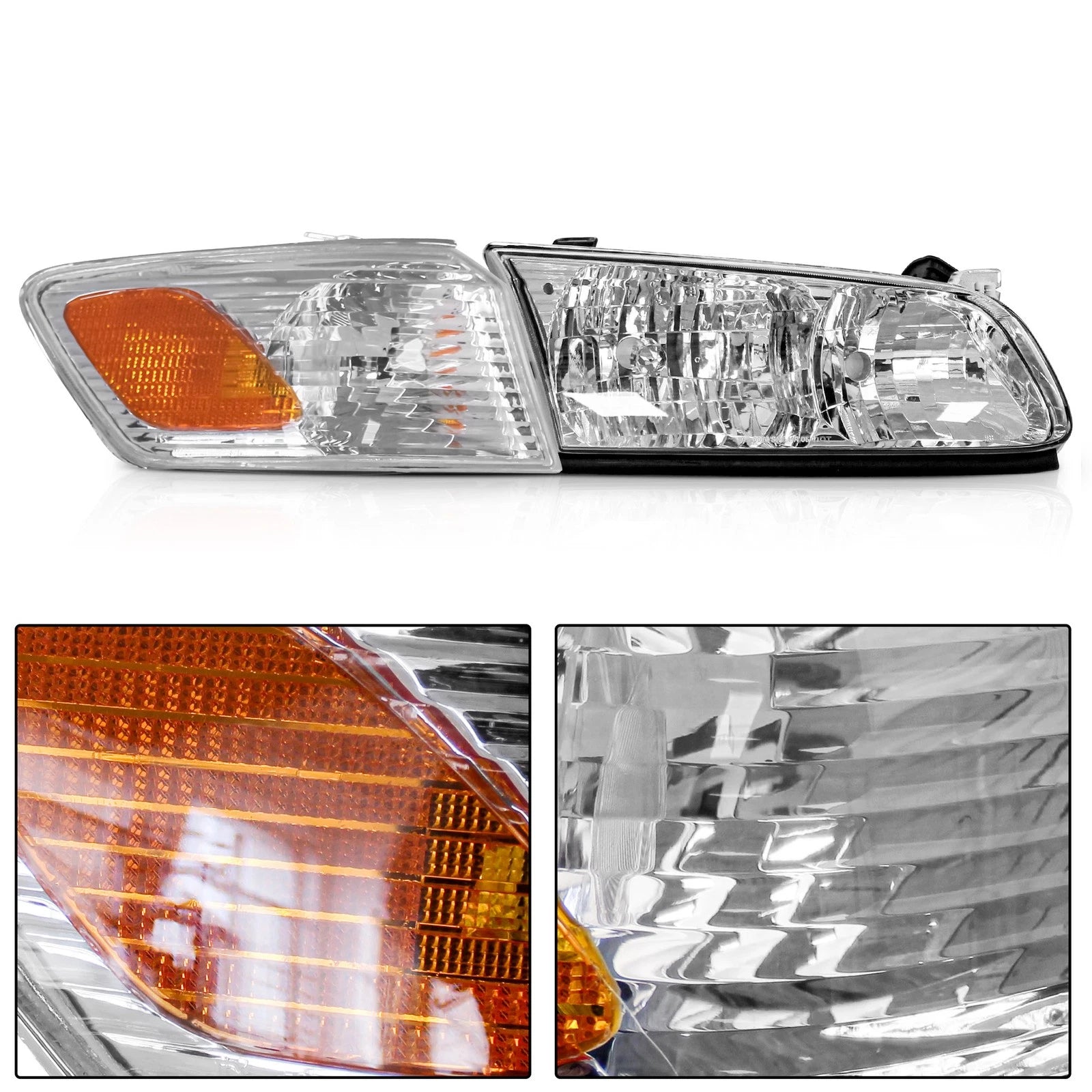 Set of 2 Chrome Headlight Assemblies for Toyota Camry (2000–2001)
