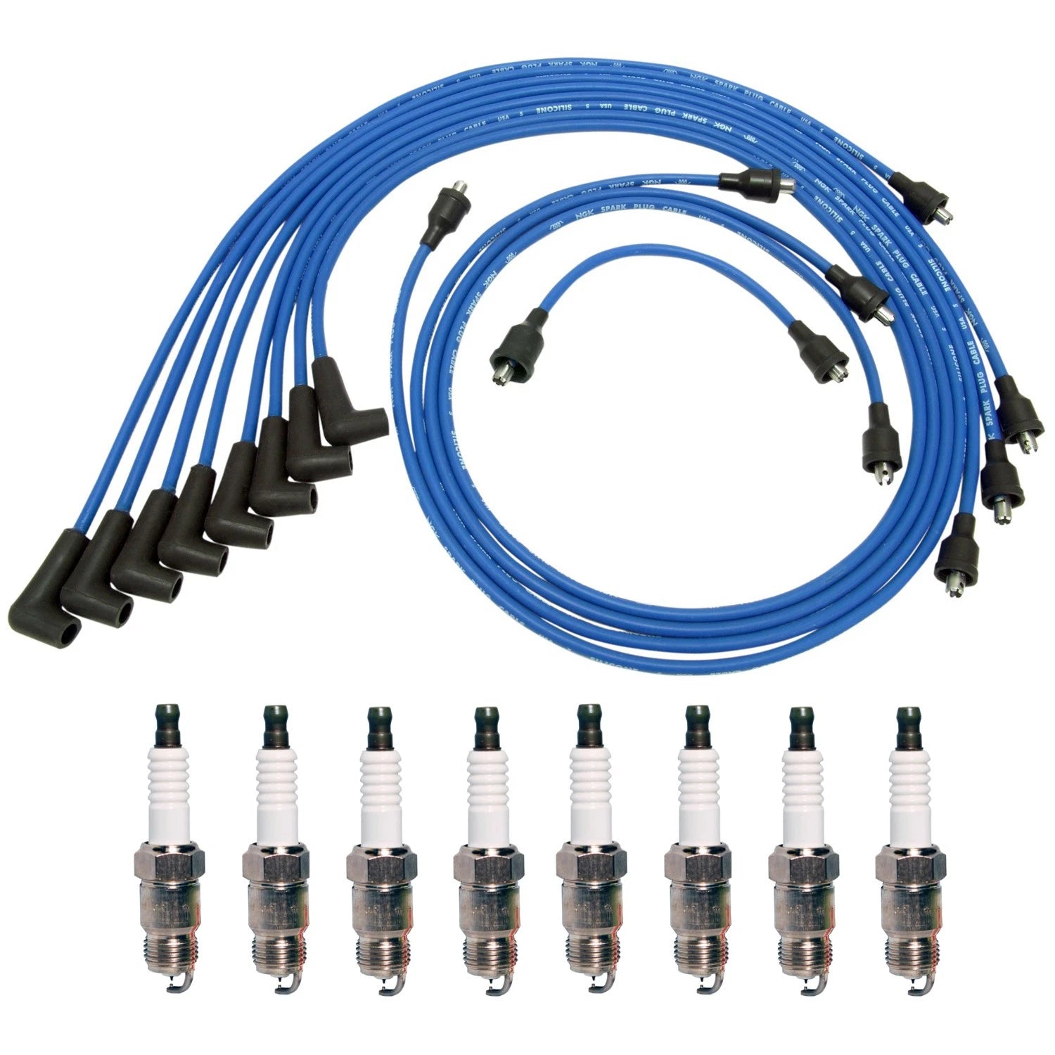 NGK Wire Set & Denso 8 Iridium TT Spark Plugs Kit for Bel Air Corvette Jimmy (1953–1982)