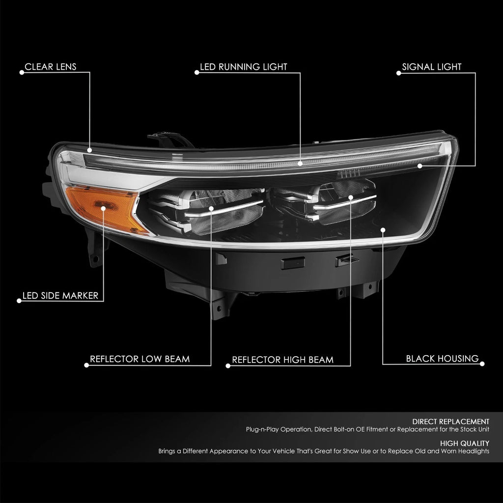 LED Headlight Assembly for Ford Explorer (2020–2024) - Right Side, Black Amber