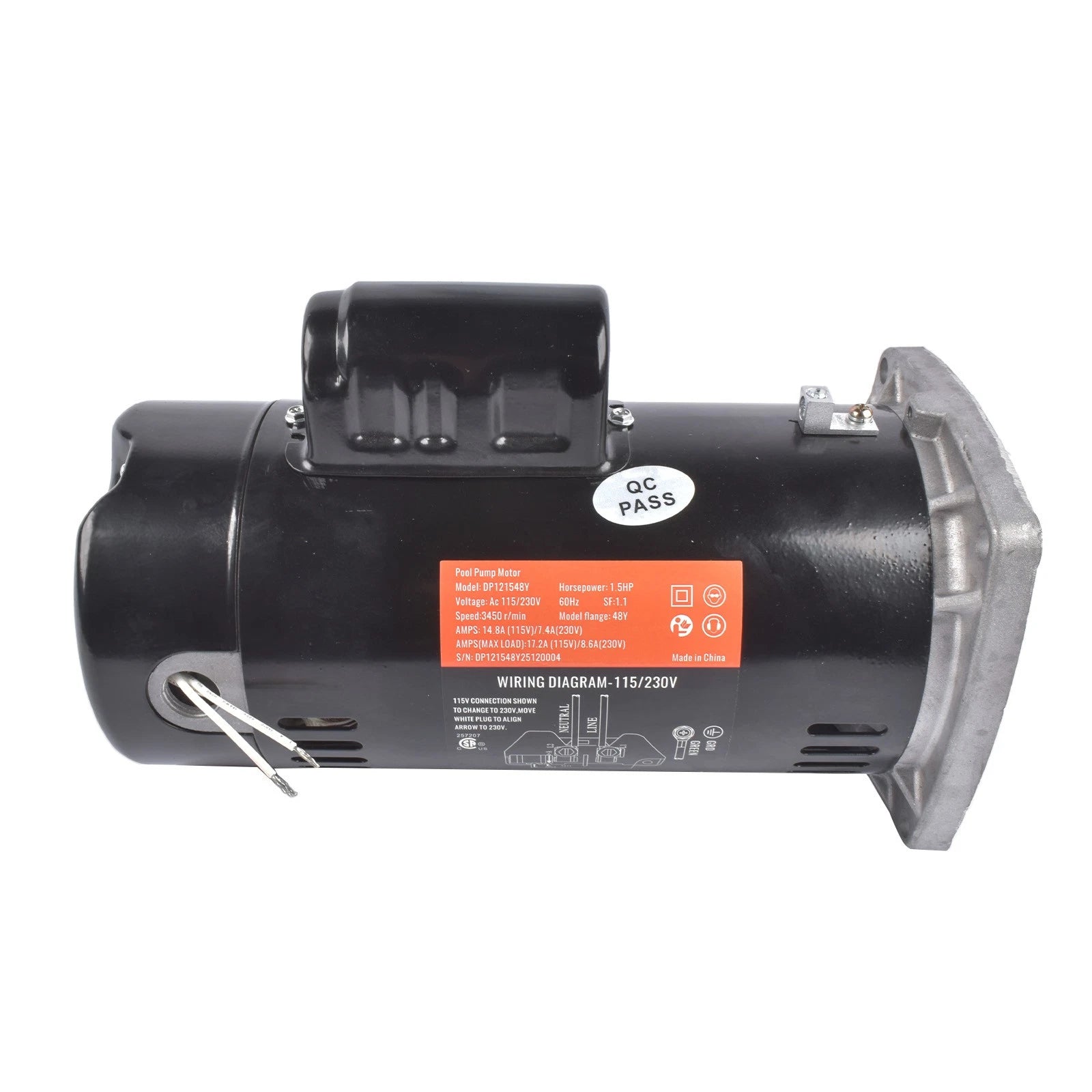 Swimming Pool Pump Motor 115/230V 48Y Frame 3450 RPM