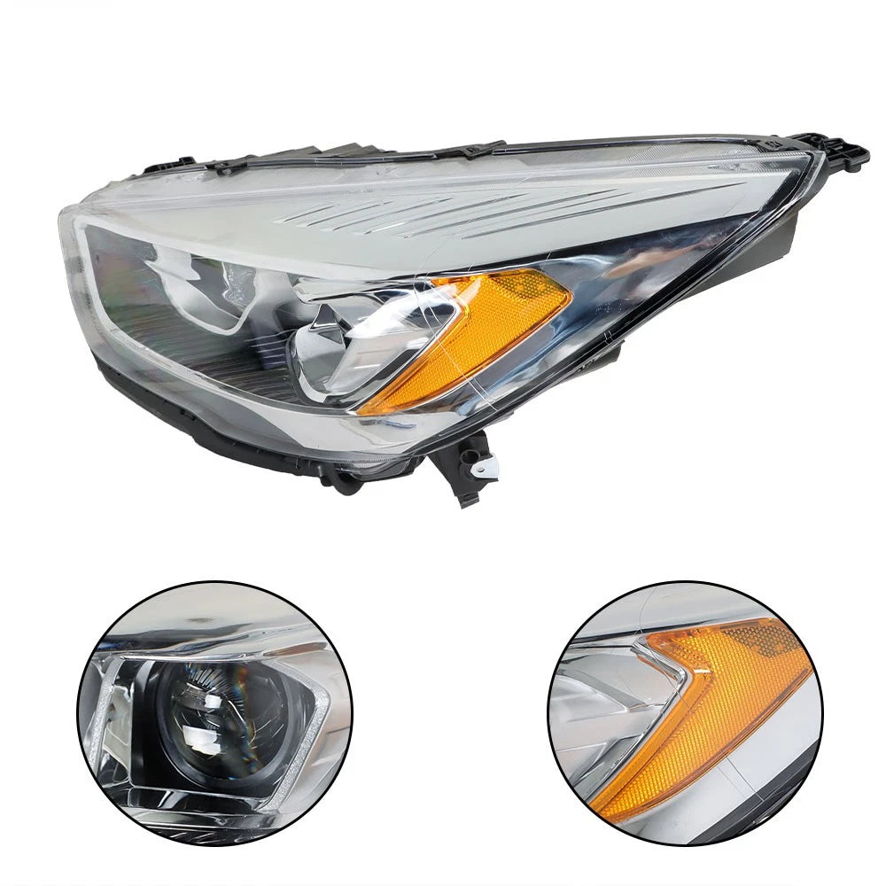 Chrome Left Side Headlight with LED DRL for Ford Escape (2017–2019)