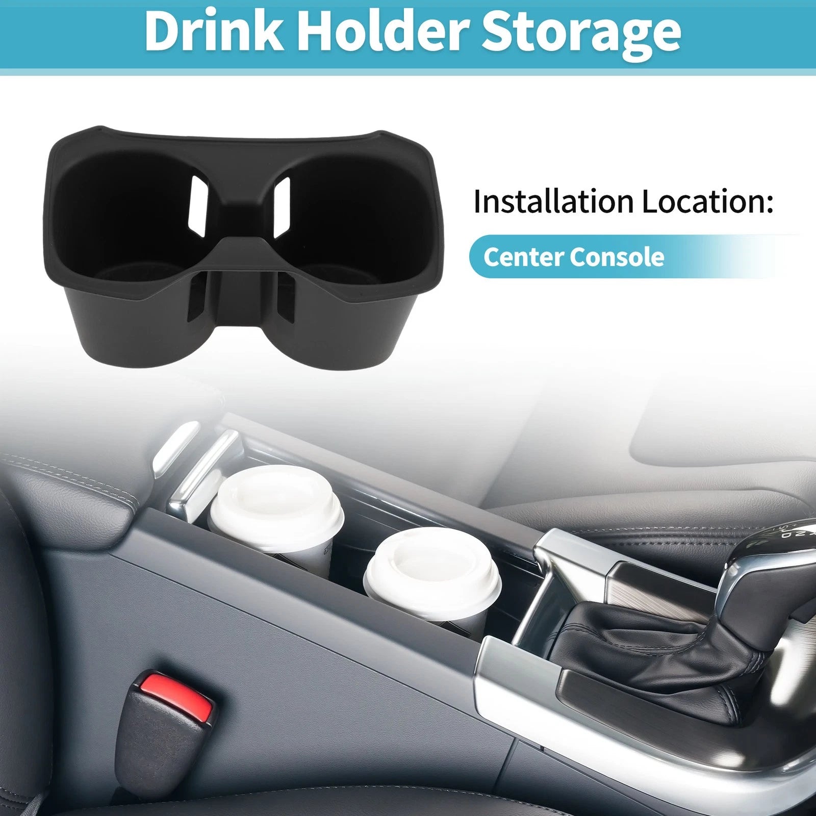 Center Console Cup Holder Organizer for Toyota RAV4 (2019–2021) TPE Black