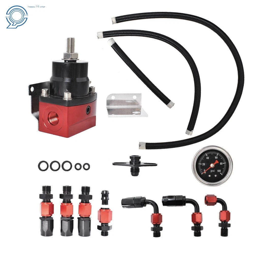 Adjustable Fuel Pressure Regulator Kit with 0-100psi Gauge AN-6 Fitting