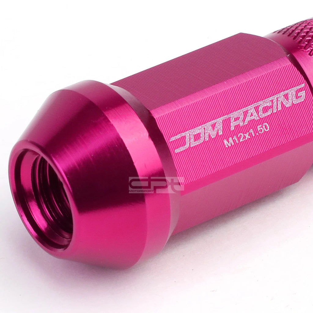 20 PCS Open End M12x1.5 50mm Tall Pink Aluminum Lug Nuts + Adapter