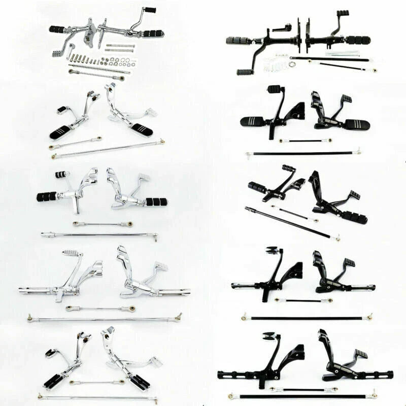 Black/Chrome Forward Control Pegs & Levers for Harley Sportster XL883 (2004-2023)
