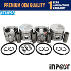 Set of 4 Pistons with Rings STD 98.0mm for Yanmar 4TNE98