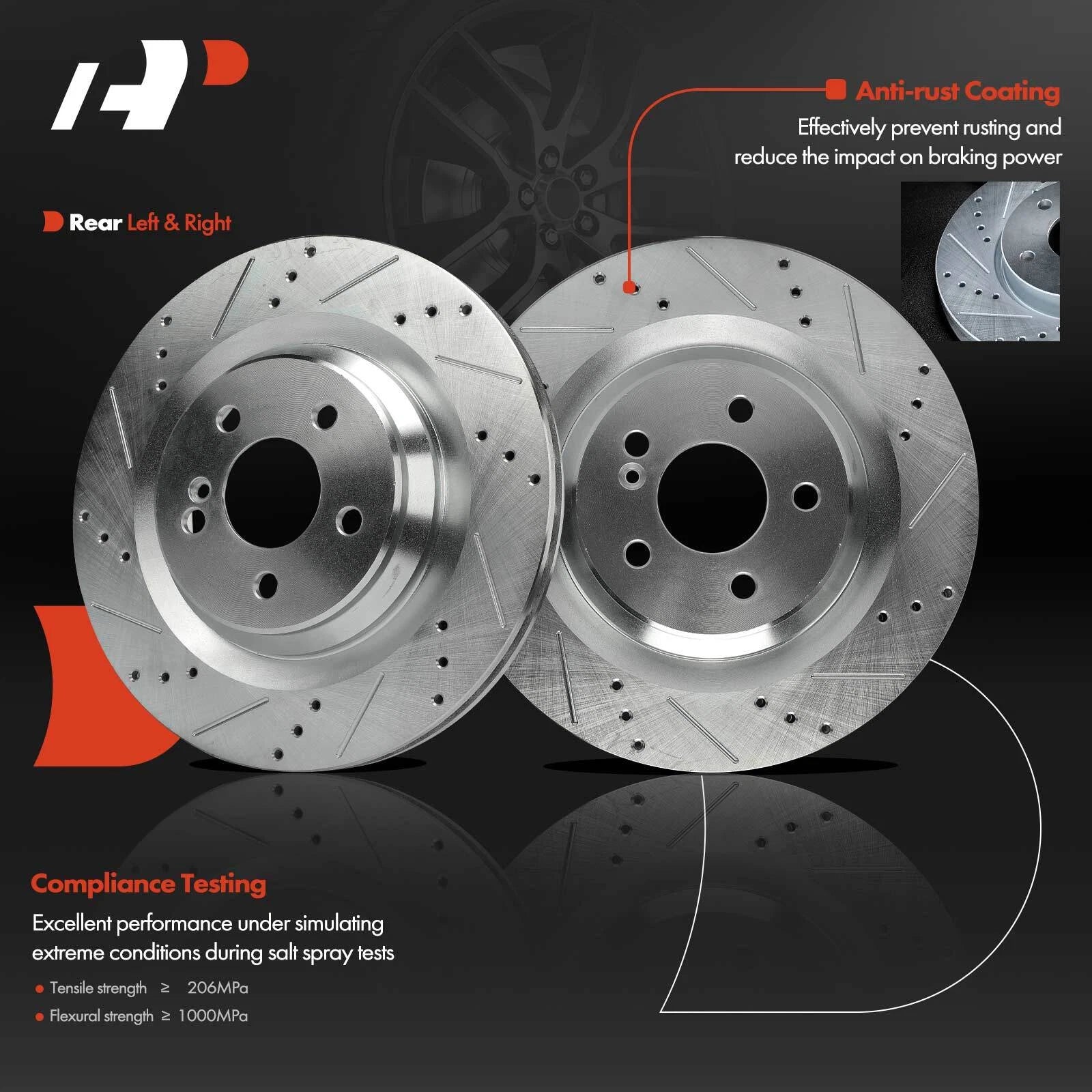 Drilled Brake Rotors for Mercedes-Benz S550 S450 CL550 (2007–2018)