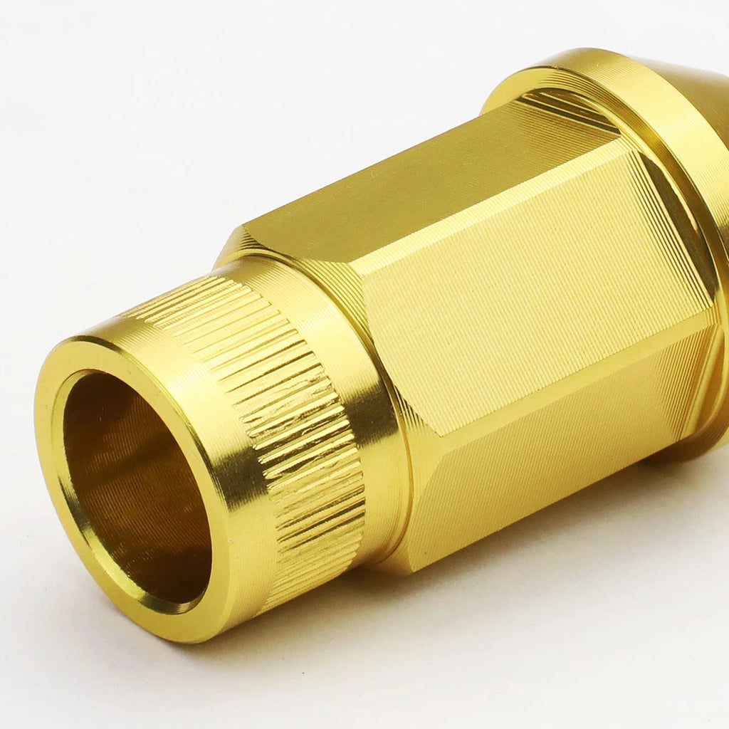 Set of 4 Open End M12x1.5 Gold Aluminum JDM Rim Wheel Lug Nuts 44mm Tall