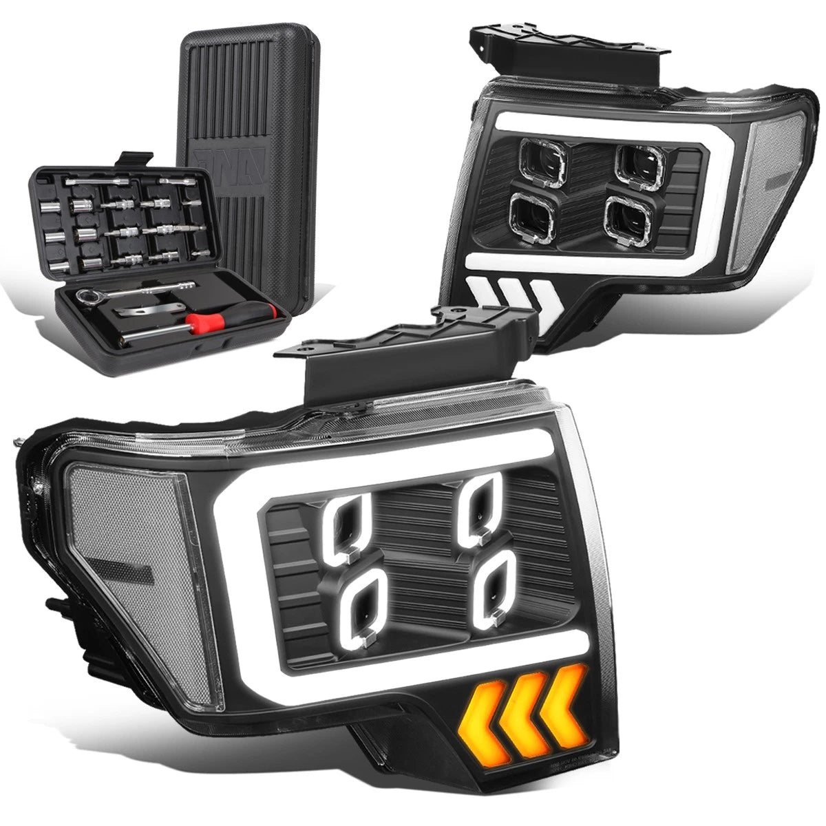 LED DRL Halo Projector Headlights for Ford F-150 (2009–2014)