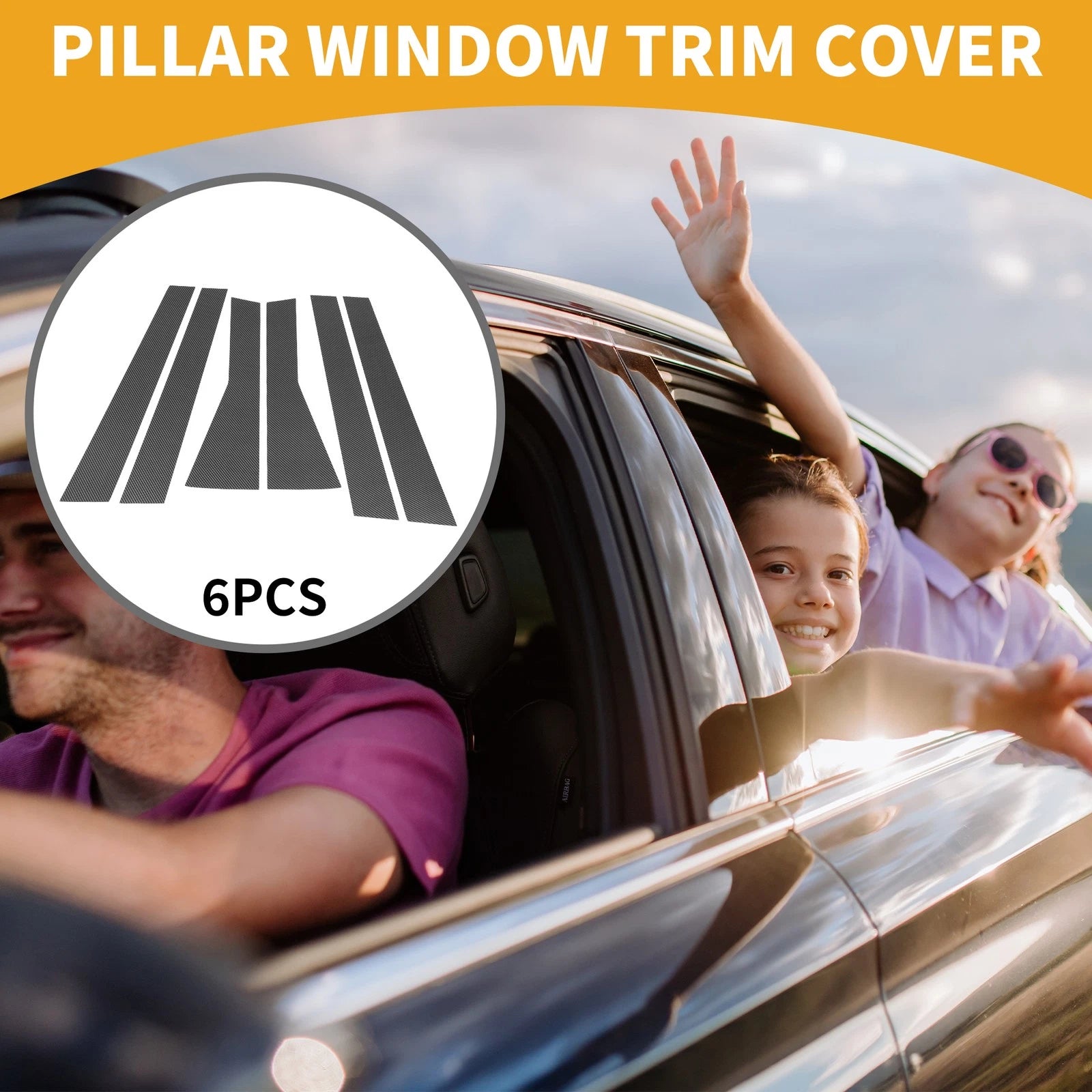 Set of 6 Door Pillar Window Trim for Subaru Forester (Carbon Fiber)