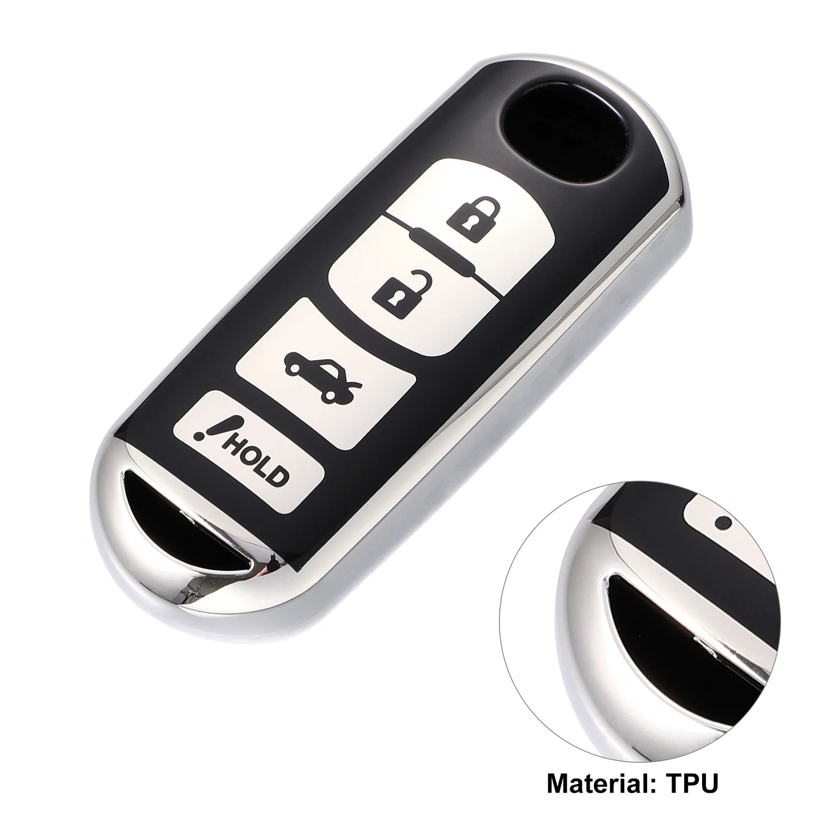 TPU Key Fob Cover Case for Mazda 3 (2014–2022) Silver Tone