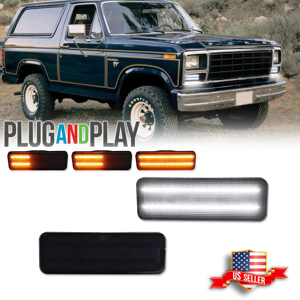 Smoked Switchback LED Parking Signal Lights for Ford Bronco F150 F250 F350 (1980–1986)
