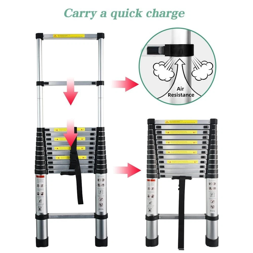Telescopic Extension Ladder for Multi-Purpose Use (10.5-14.5FT)