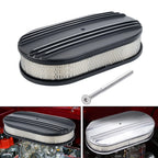 Set of 2 Black Chrome Half Finned Air Cleaners with Washable Filter