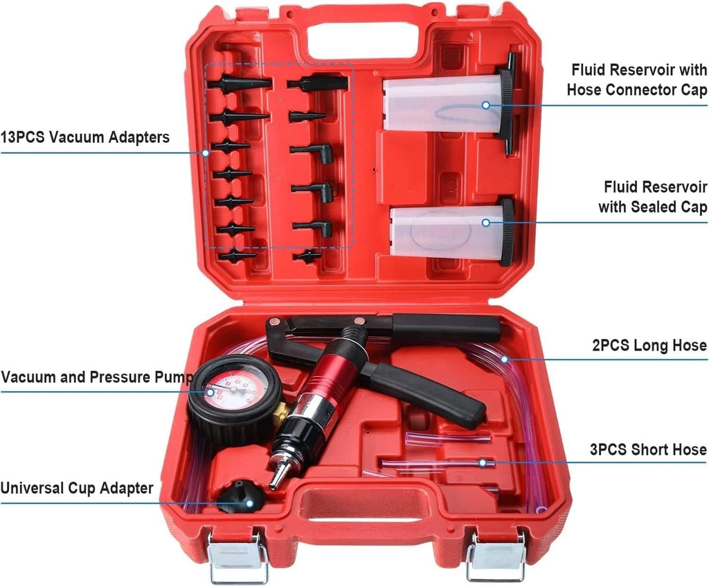 21Pc Vacuum Pressure Pump Tester Kit for Brake Fluid Bleeding Tool