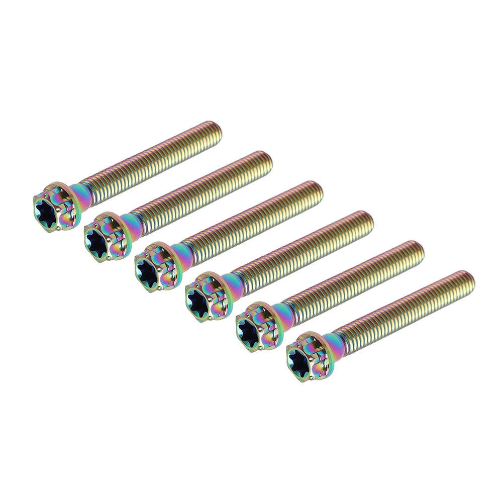 Set of 6 Titanium M8x45mm Torx Head Flange Screws for Motorcycle