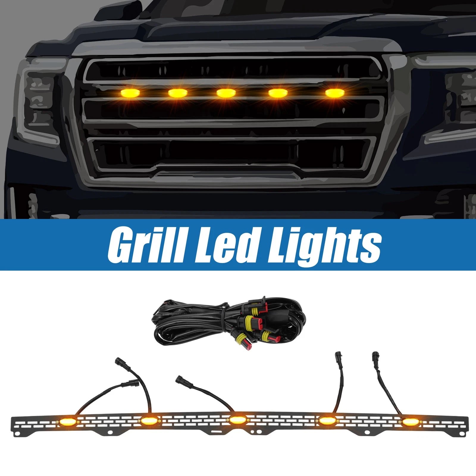 Front LED Grille Light with Bracket for Toyota Tundra (2014–2020) Amber