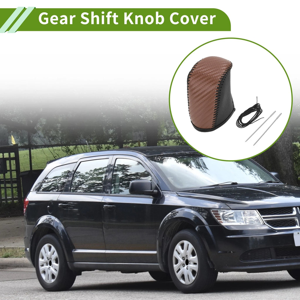 Gear Shift Knob Cover for Dodge Journey (2011–2020) Brown Carbon Fiber Black