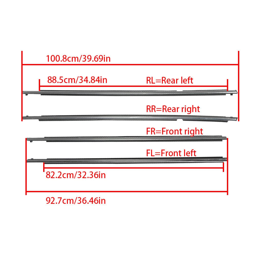 Set of 4 Window Moulding Trim Seals for Toyota RAV4 (2013–2018)