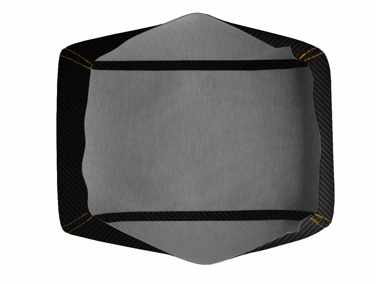 Console Lid Armrest Cover for Dodge Challenger (2008–2014) Carbon Fiber Orange Stitch