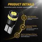 2X T10 License LED Plate Light Bulbs for AUXITO (6000K, 168, W5W, 194)