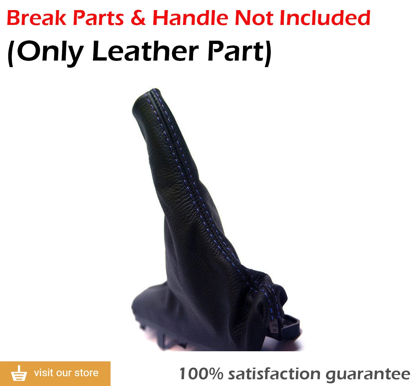 E Brake Boot for Ford Mustang (2015–2020) Blue Stitch Leather Synthetic