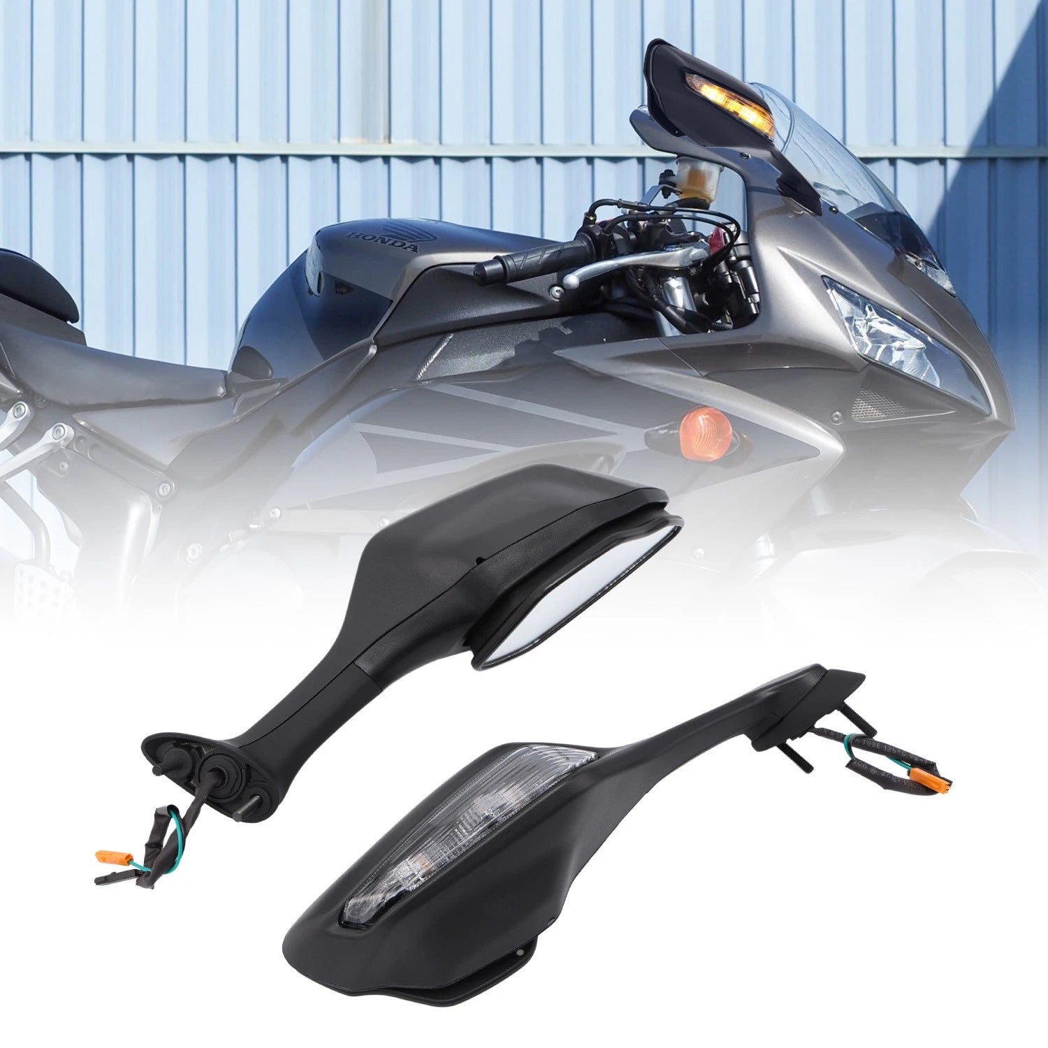 Pair Rear-View Mirrors with LED Turn Signals for Honda CBR1000RR (2017–2025)
