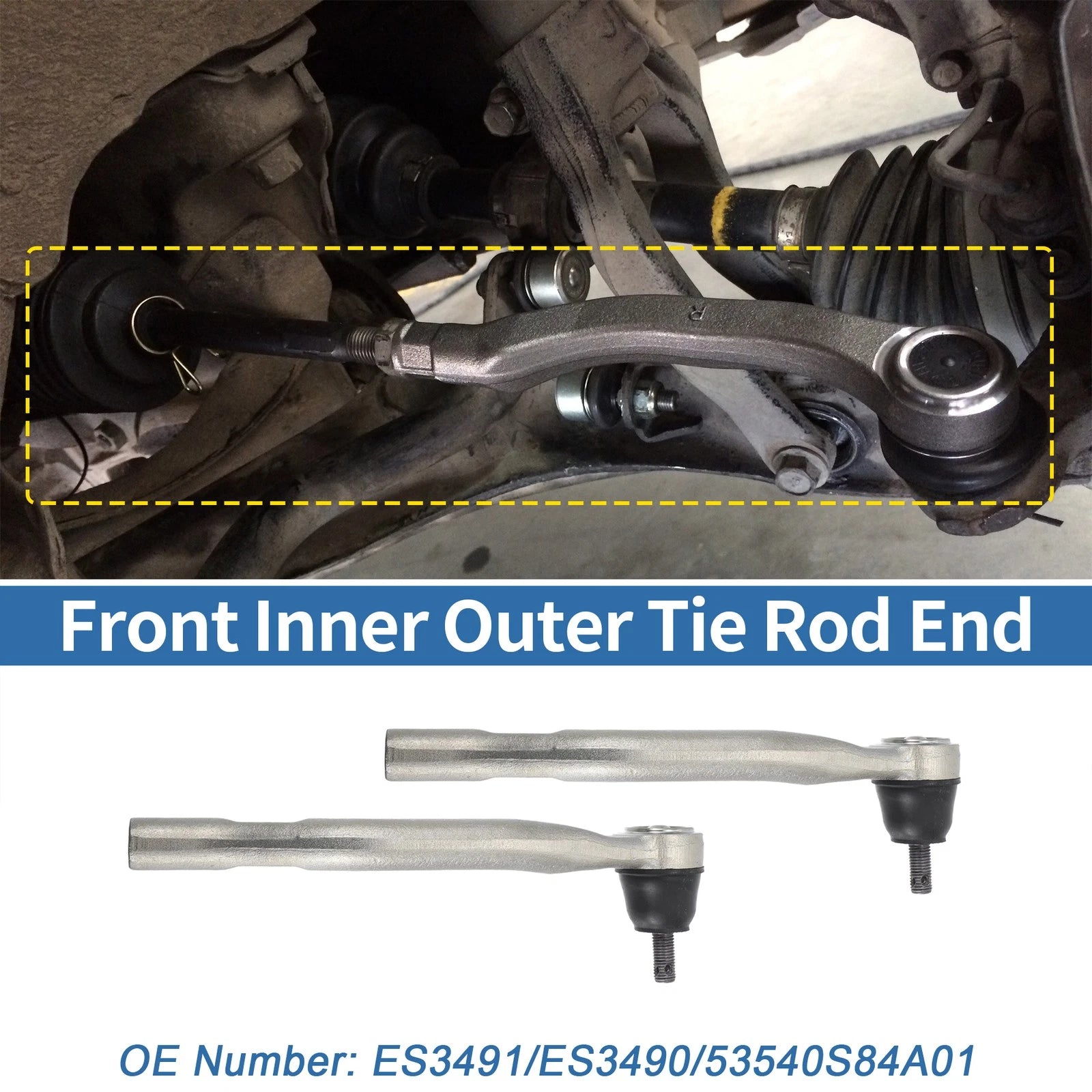 2X Front Outer Tie Rod End Links for Acura CL TL (No. ES3491/ES3490/53540S84A01)