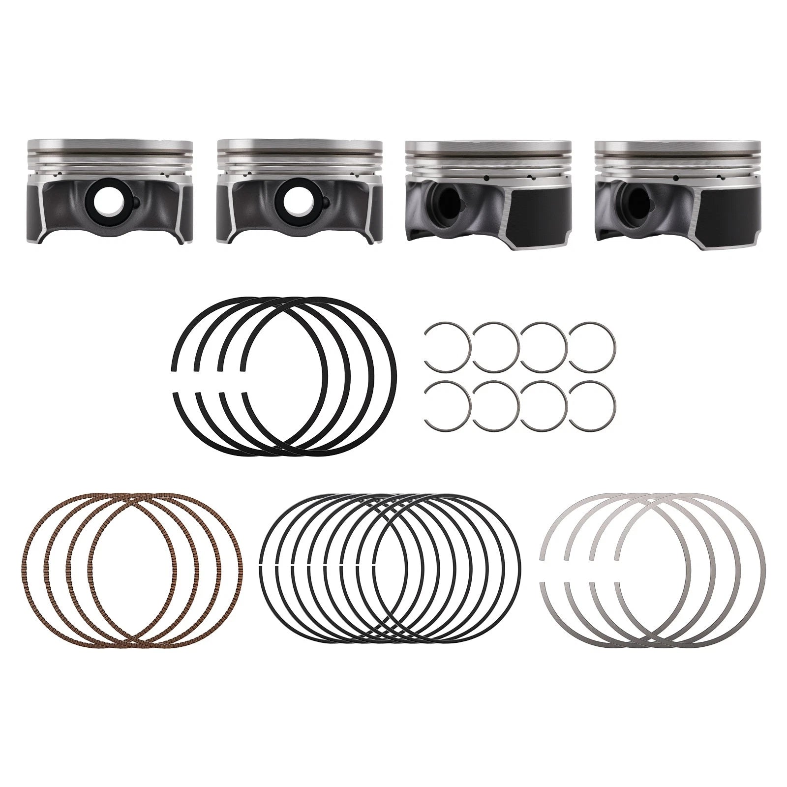 Set of 4 Pistons & Rings for VW Audi A4 Q3 Q5 2.0T (2006–2016) 06H107065DM
