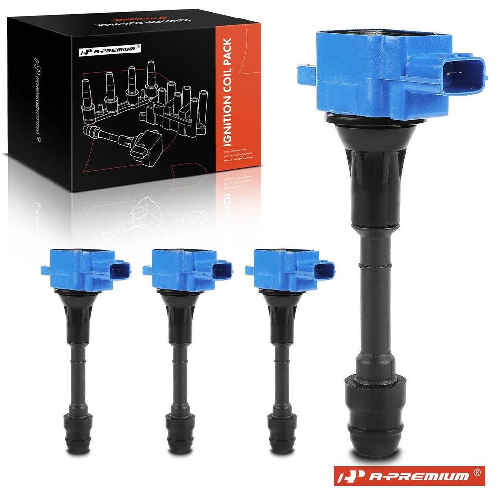 Set of 4 Blue Ignition Coils for Nissan Altima Sentra (2002–2006)