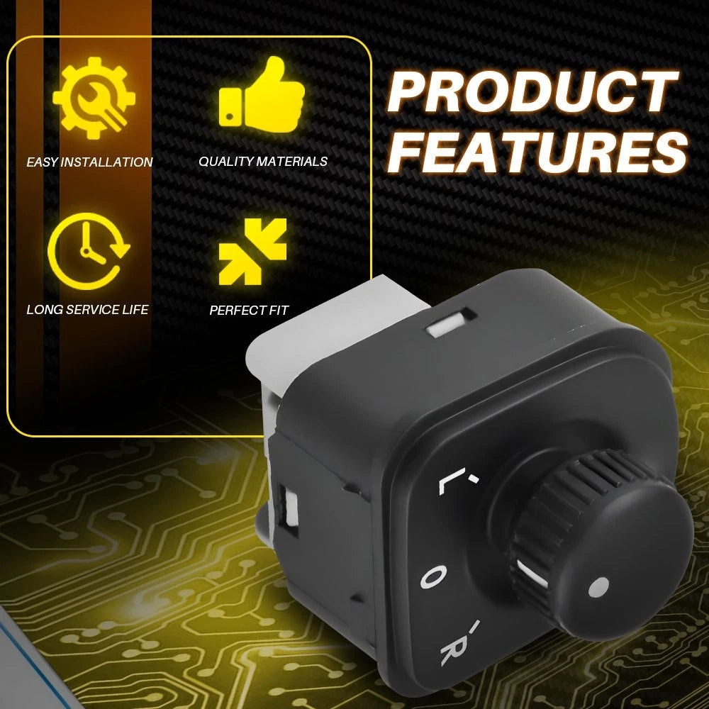 Power Rear View Mirror Switch Control for VW Jetta (2005–2010) - Black Metal