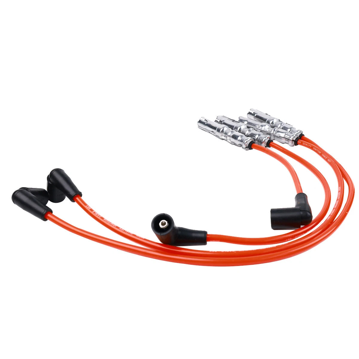 Set of 4 Spark Plugs + 4 Red Wires for VW Seat Beetle Golf Jetta (1998–2015) 06A905430AH