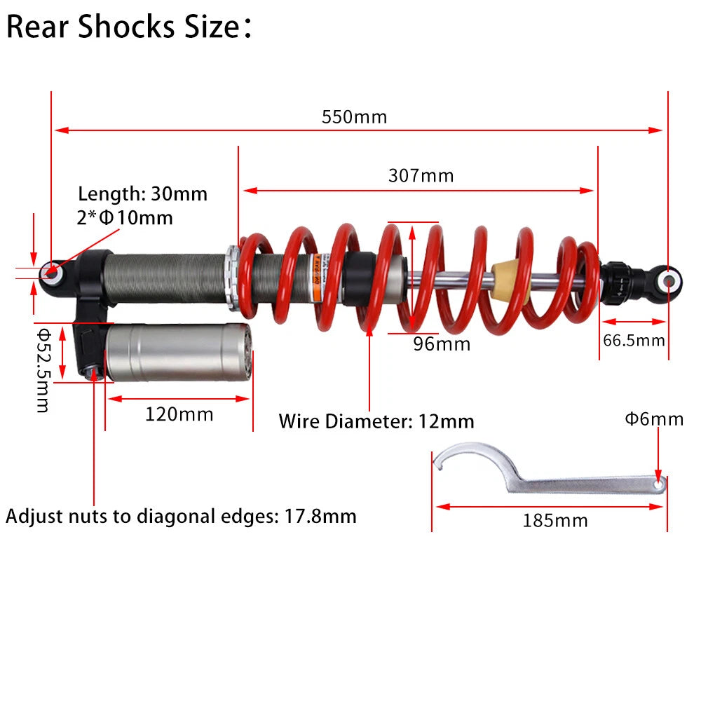 Front & Rear Air Shocks Absorbers for Polaris RZR S 800 (2009–2014)