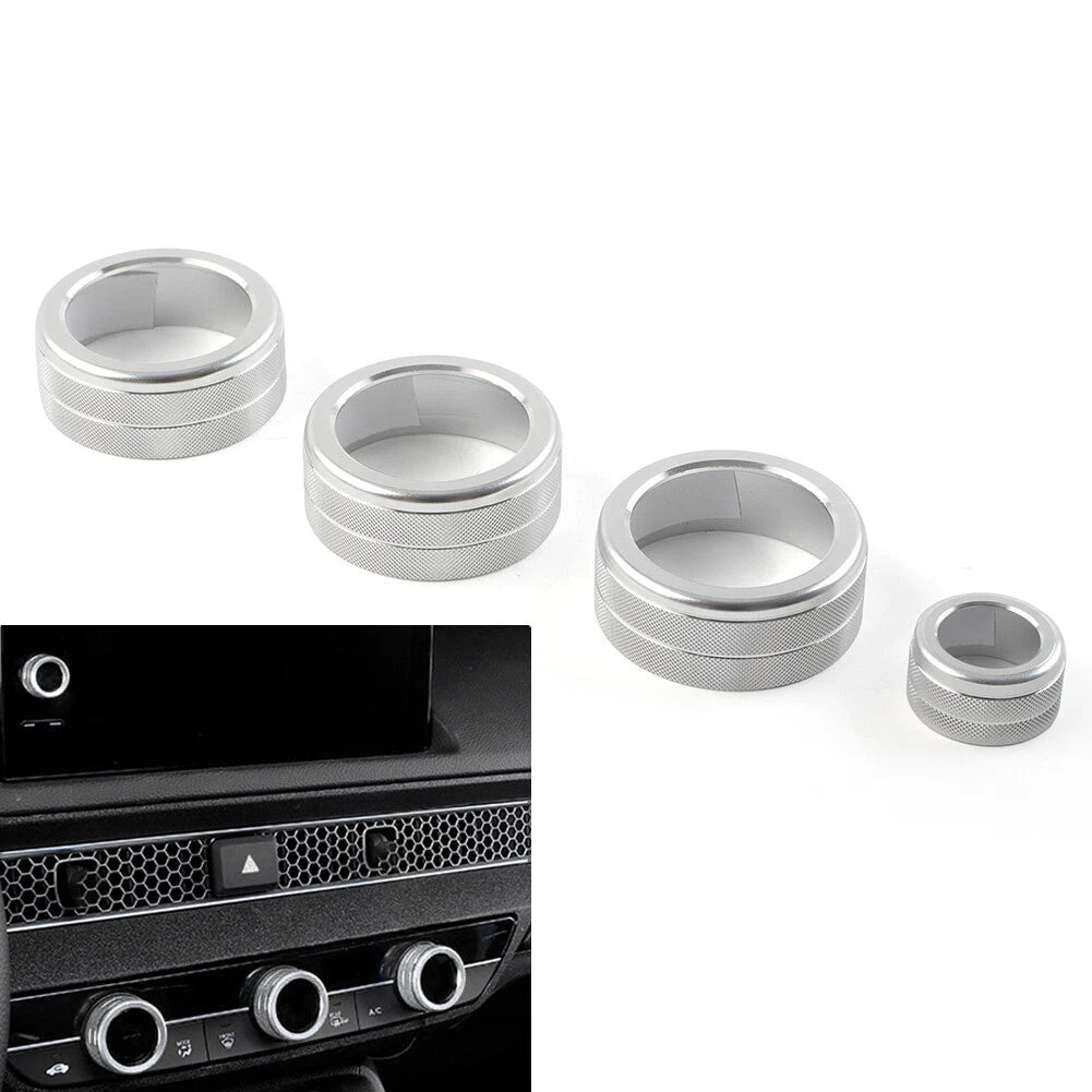 Silver AC Climate Control Knob Ring Cover for Honda Civic CR-V (2023-2024)