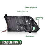 LED Tube Projector Headlights for Dodge Ram 1500 2500 3500 (2009–2012)