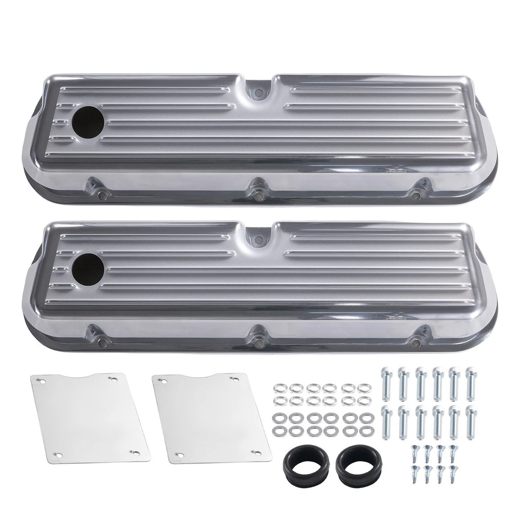 Finned Tall Polished Valve Covers for Ford 289 302 351W (1962–1985)