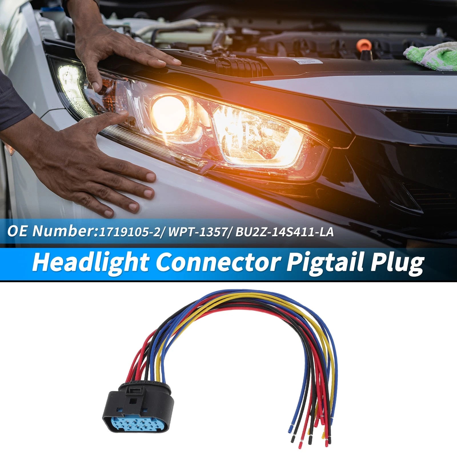 14-Pin Headlight Connector Pigtail Plug for Ford Focus (2012–2018) No.1719105-2