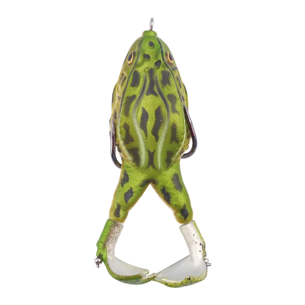 Rotating Propeller Frog Soft Bait Fishing Lure with Dual Hooks 9cm