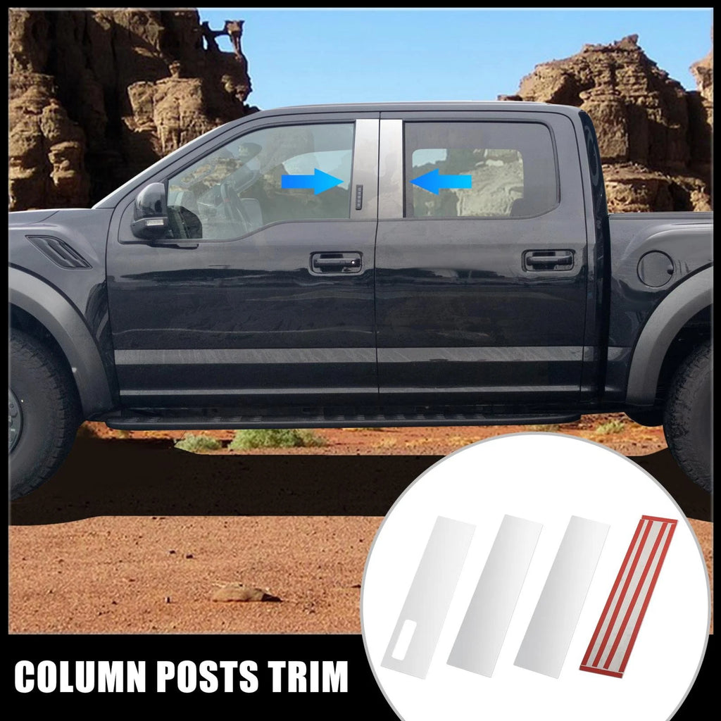 Set of 4 Stainless Steel Chrome Pillar Post Trim for Ford F150 (2015–2020)