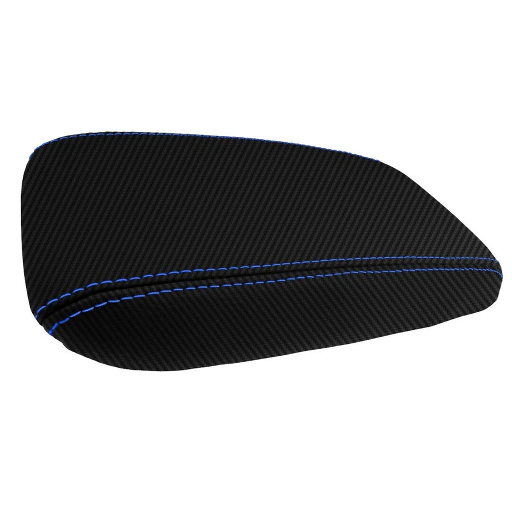 Console Armrest Cover for Honda Civic (2012–2015) PVC Carbon Fiber Blue Stitch