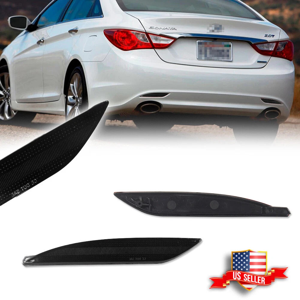 2X Smoked Black Lens Rear Bumper Reflector Lights for Hyundai Sonata (2011–2014)