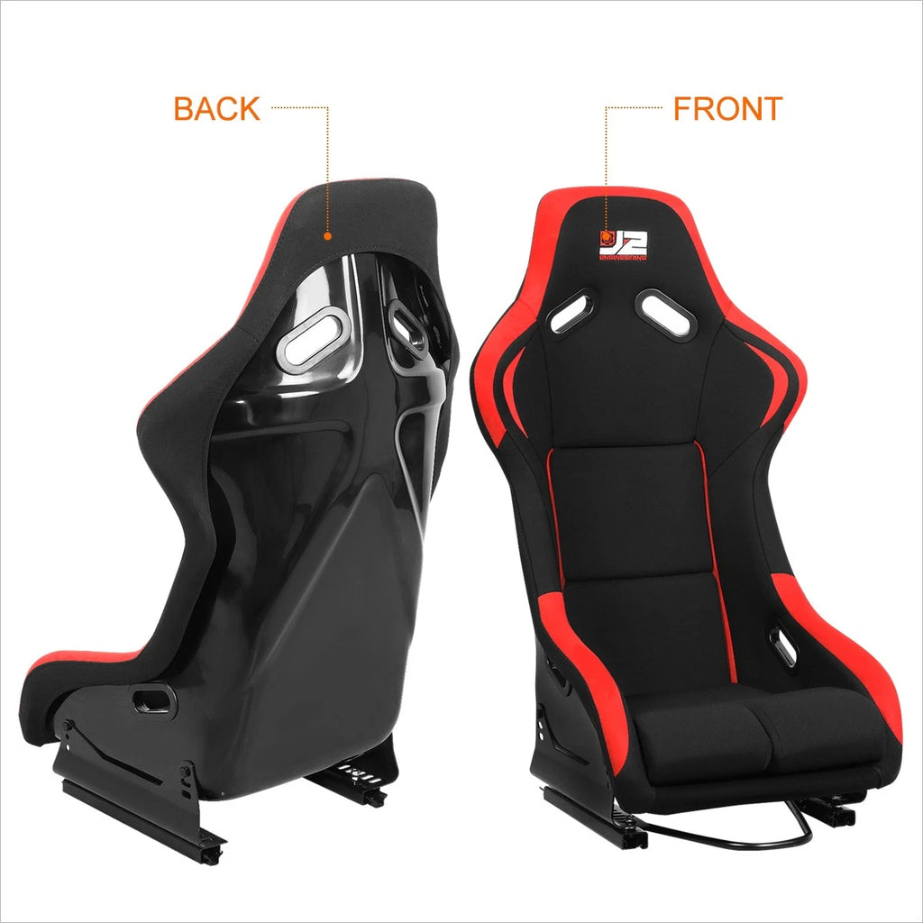 J2 Engineering Fixed Position Bucket Racing Seat w/Sliders for Universal (2000–2023)