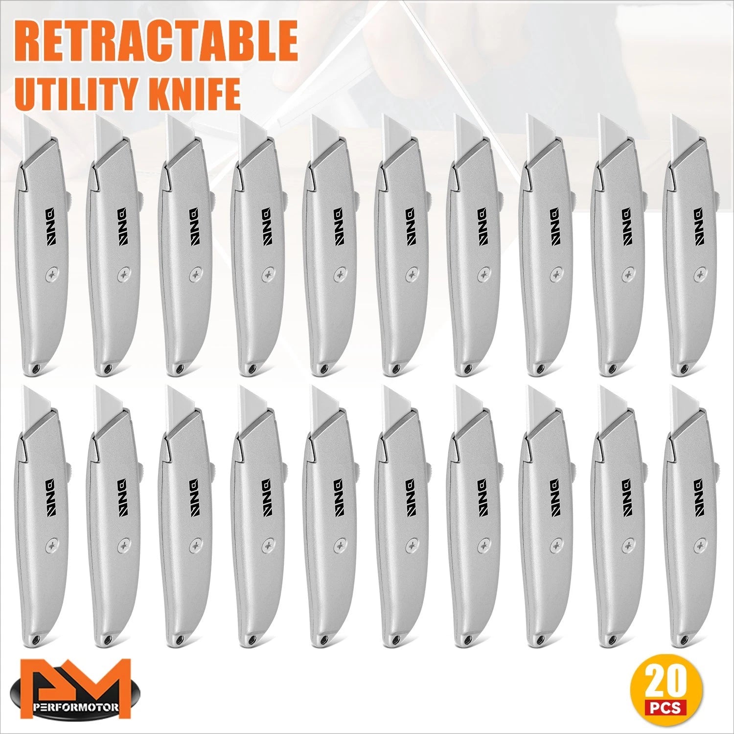 20Pcs Heavy Duty Retractable Utility Knife Box Cutter
