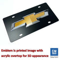 Black Chevy Bowtie Emblem License Plate 3D Gloss Logo for Silverado (2014–2020)