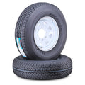 2X ST235/85R16 12-Ply Trailer Tires & 8x6.5 White Spoke Rims for Trailer